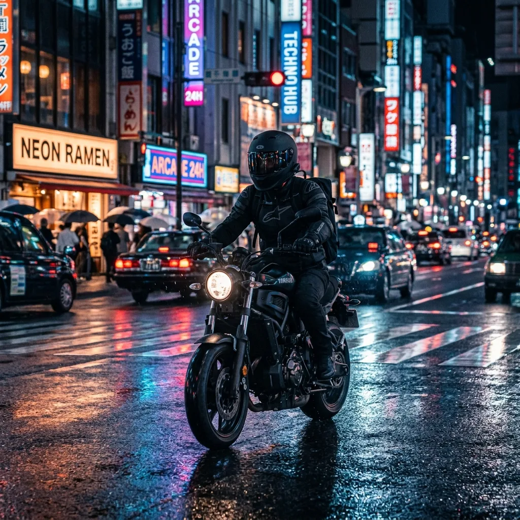 Motorista conduciendo en ciudad con casco urbano en Guatemala