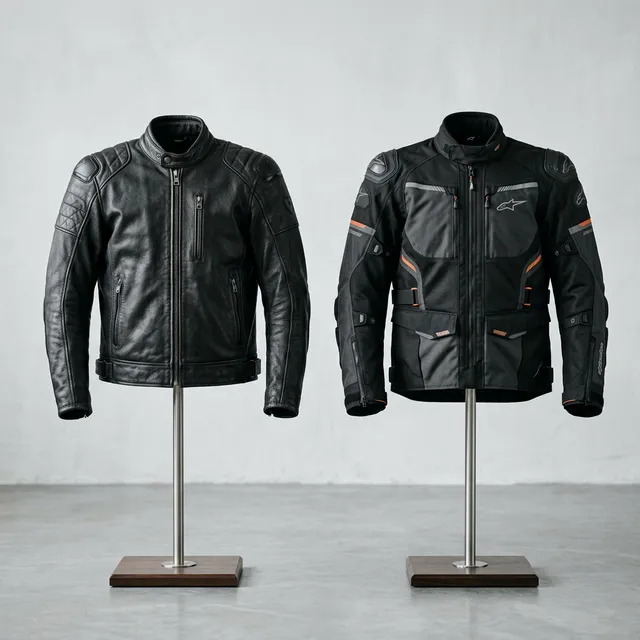 Motociclista con casco integral en clima cálido