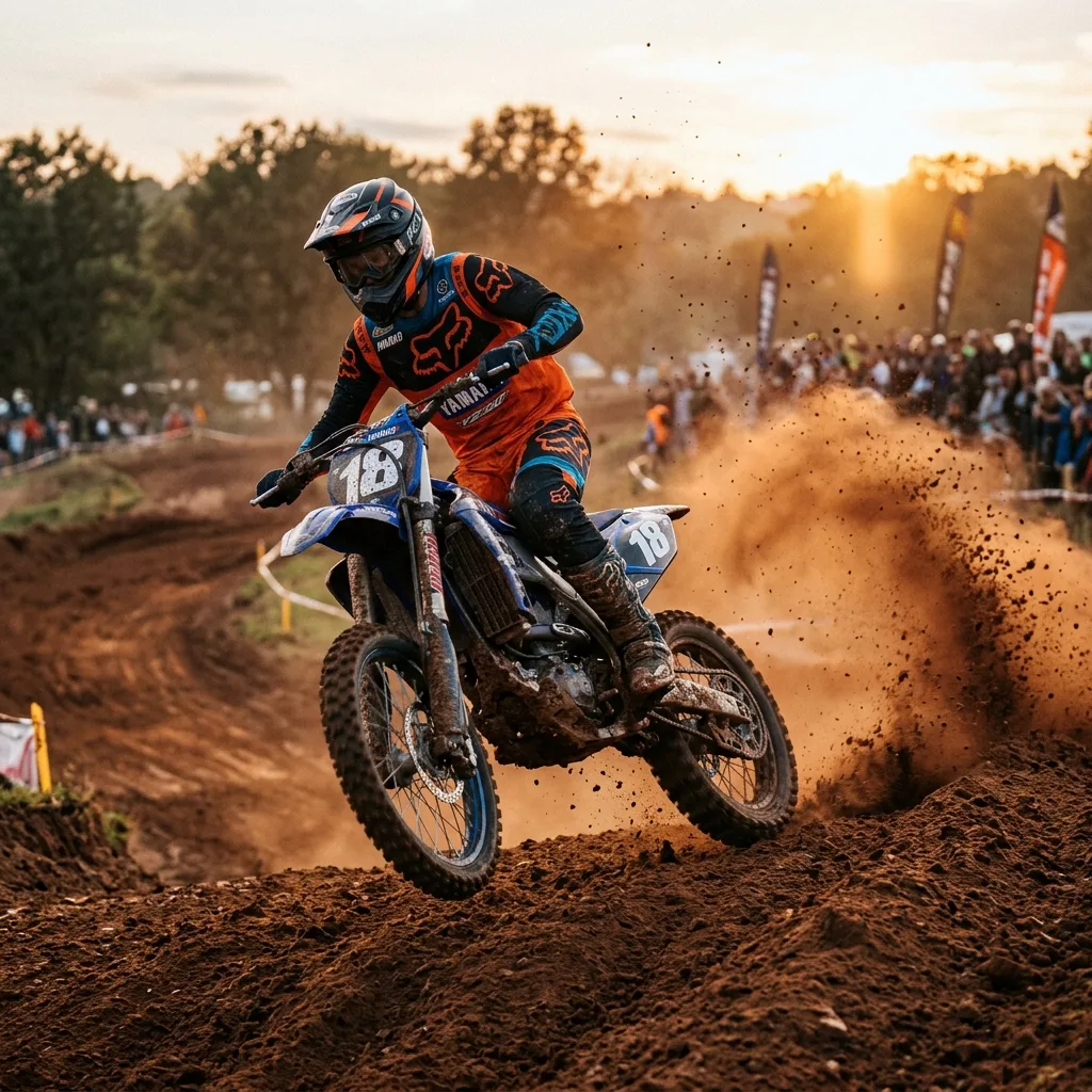 Casco de cross con visera larga en un entorno off-road