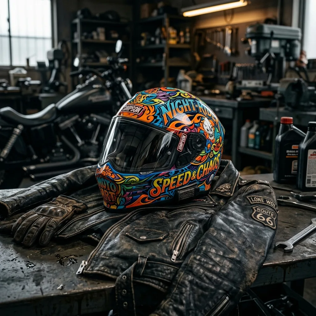 Casco de moto Shaft edición Cartoon Network con gráficos coloridos y certificación DOT