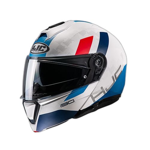 HJC Casco HJC i90 Syrex Blanco Azul Rojo S, BLANCO-AZUL-ROJO, S 55cm - 56cm - Para medirte debes posicionar el metro entre 1.5 y 2 cm sobre la ceja disponible en Guatemala