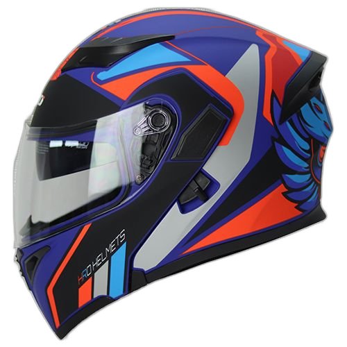 HRO Casco HRO 3400 Magic Azul Naranja S, AZUL MATE-NARANJA, S 55cm - 56cm - Para medirte debes posicionar el metro entre 1.5 y 2 cm sobre la ceja disponible en Guatemala