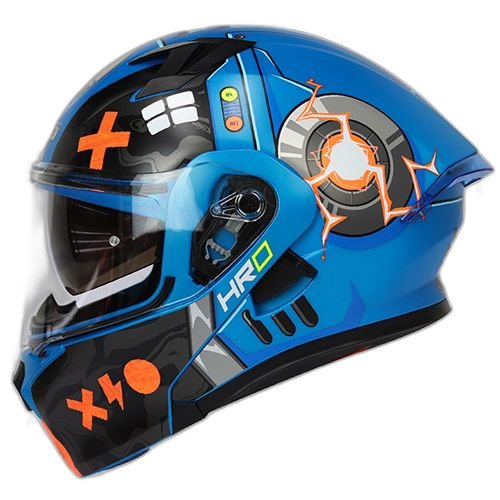 HRO Casco HRO 3420 Bot Azul Naranja L, AZUL MATE-NARANJA, L 59cm - 60cm - Para medirte debes posicionar el metro entre 1.5 y 2 cm sobre la ceja disponible en Guatemala