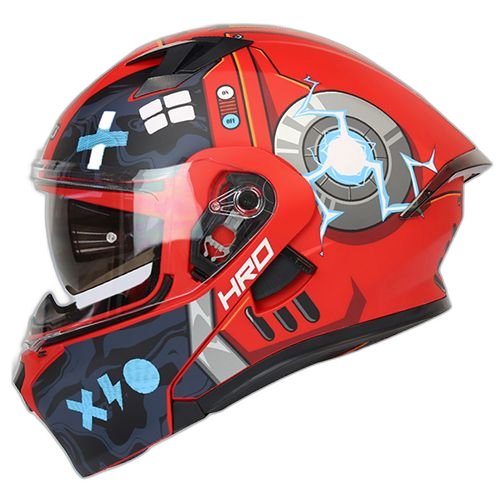 HRO Casco HRO 3420 Bot Rojo Azul M, ROJO MATE-AZUL, M 57cm - 58cm - Para medirte debes posicionar el metro entre 1.5 y 2 cm sobre la ceja disponible en Guatemala