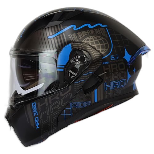 HRO Casco HRO 3420 Wwide Negro Azul S, NEGRO MATE-AZUL, S 55cm - 56cm - Para medirte debes posicionar el metro entre 1.5 y 2 cm sobre la ceja disponible en Guatemala
