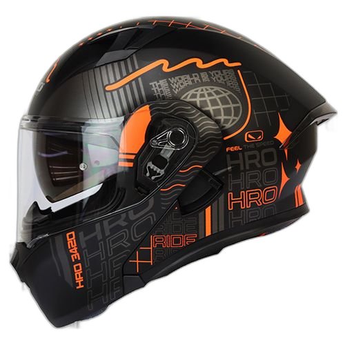 HRO Casco HRO 3420 Wwide Negro Naranja M, NEGRO MATE-NARANJA, M 57cm - 58cm - Para medirte debes posicionar el metro entre 1.5 y 2 cm sobre la ceja disponible en Guatemala