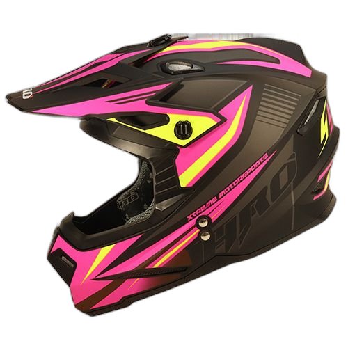 HRO Casco HRO MX03 Airmax Negro Rosado M, NEGRO MATE-ROSADO, M 57cm - 58cm - Para medirte debes posicionar el metro entre 1.5 y 2 cm sobre la ceja disponible en Guatemala