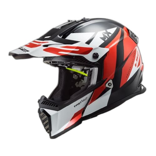 LS2 Casco LS2 Fast Mini Strike Negro Blanco Rojo M, NEGRO-BLANCO-ROJO, M 57cm - 58cm - Para medirte debes posicionar el metro entre 1.5 y 2 cm sobre la ceja disponible en Guatemala